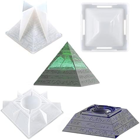 Ashtray Molds for Resin, Large Pyramid Molds, Ashtray Mold with Lid for Windproof DIY Ash Tray Epoxy Resin Molds, Silicone Mold Casting Storage Box - skull ashtray