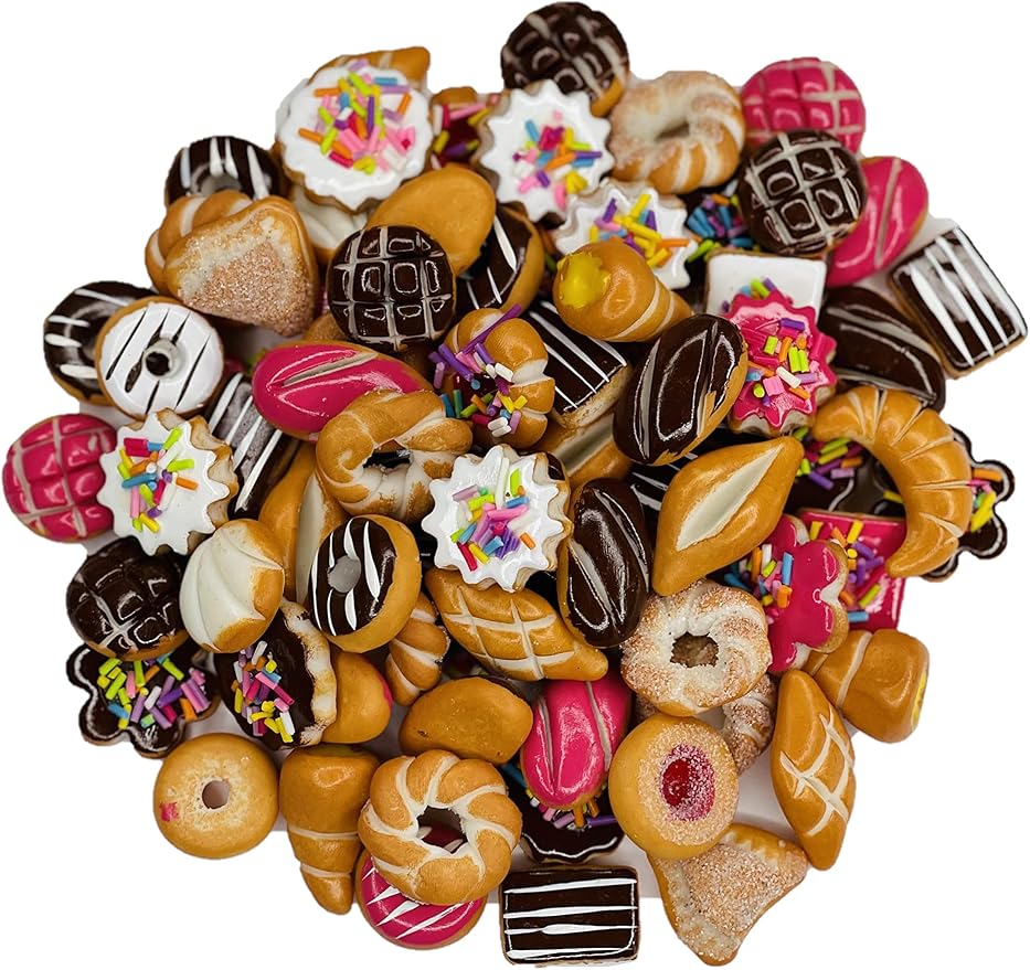 Miniature Mexican Fiesta Pan Dulce Sweet Bread Pretend Food Decorations Arts Day of The Dead Offerings Dia De Los Muertos Ofrendas Cinco de Mayo (6 Pieces) - skull plate