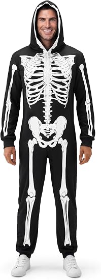 Spooktacular Creations Halloween Skeleton Costume, Adult Skeleton Costume, Skull Jumpsuit for Halloween Cosplay Party