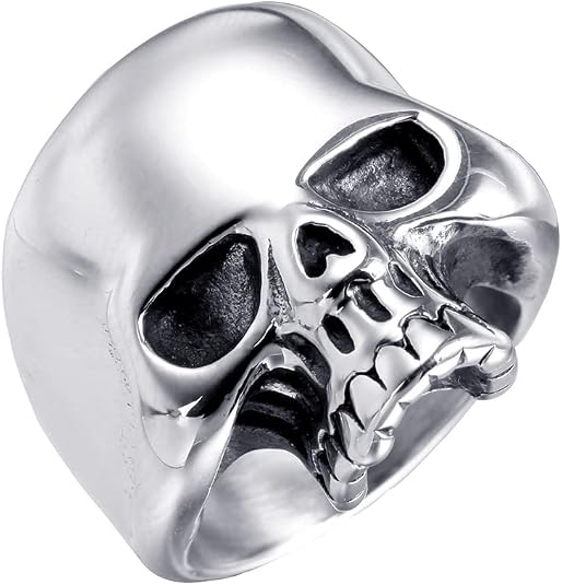 316L Stainless Steel Men's Cool Skull Head Ring Punk New Jewelry Black/Blue/Gold/Silver - skull ring