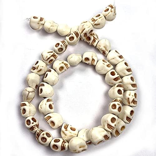 Beads Howlite Turquoises Natural Gemstone Jewelry Findings Tassels Chandelier Bohemian Style Boho Necklace Earrings Bracelet Making Accessories DIY (6x8mm, Beige Skull)
