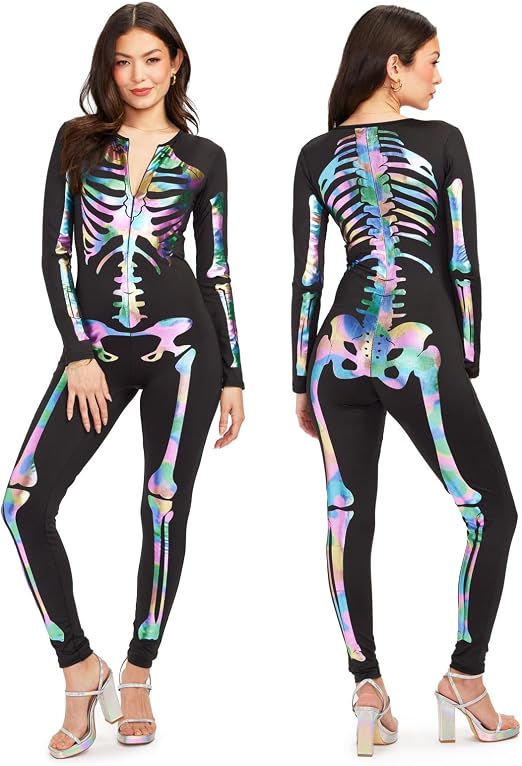 Tipsy Elves Sexy Halloween Skeleton Bodysuit for Women - One Piece Costume - skeleton