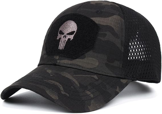 Skull Mesh Baseball Cap Men Tactical Operator Caps Fitted Outdoor Breath Hats - skull hat