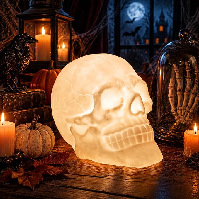 Halloween Skull Night Light, Skeleton Skull Lamp Halloween Decor Gifts