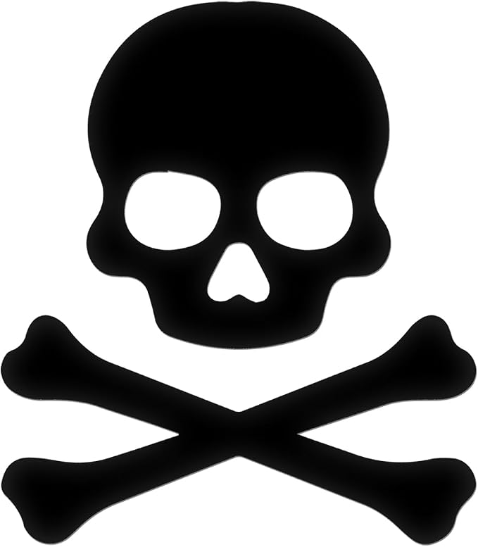 2 Pcs – Transparent Decal Stickers of Crossbones Death Skull Danger Poison (Black) Premium Waterproof Vinyl Decal Stickers for Laptop Phone Accessory Helmet Car Window Mug Tuber Cup Door Wa USCstic881