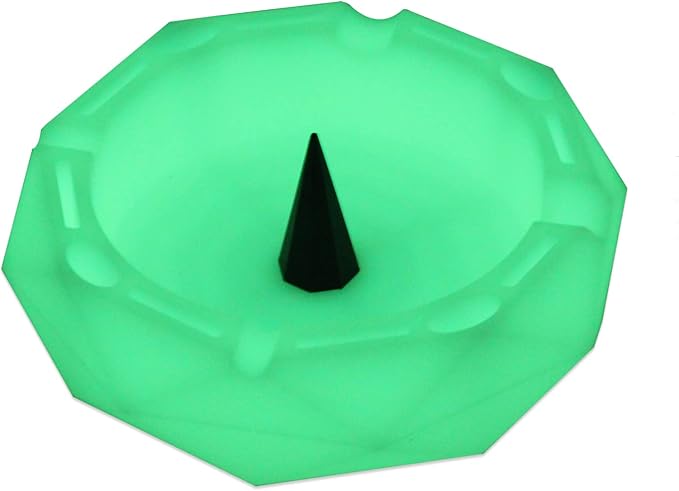 Geometric Silicone Ashtray - Glow in the Dark - Unbreakable Multipurpose Storage Ash Tray - w/Glass Friendly Tapping Center - skull ashtray