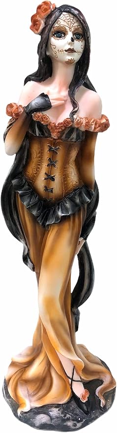 GCK La Catrina Statue Figurine Sculpture La Calavera Catrina Dia de Los Muertos Day of The Dead Sugar Skull Lady Skeleton Mexican Celebration Folklore - skull figurine