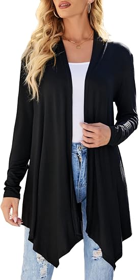 Uvog Womens Lightweight Cardigan Long Sleeve Open Front Sweaters Duster - skull jacket