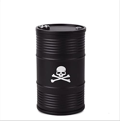 Car Ashtray with Lid Smell Proof Ash Tray, Portable ashtray for car cup holder (Black, Skull Pattern)