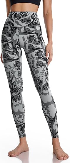 LIEBERGO Halloween Workout Leggings for Women Tummy Control High Waisted Yoga Pants Printed Festival - 25 Inches - skull leggings