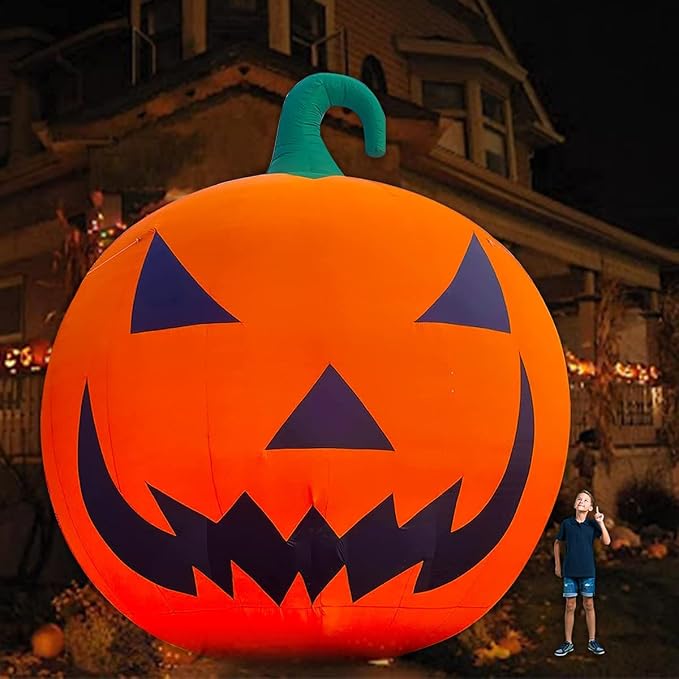 Giant 26Ft Premium Halloween Inflatable Pumpkin Decorations with Blower, Blow up Halloween Decorations Outdoor Holiday Decor for Outdoor Yard Lawn Xmas Party with No Light - skull inflatable