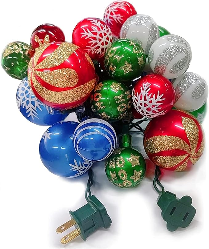 itayak Christmas Ball Ornament Lights, 28ft 25 Bulbs Tree String Lights, Indoor Plug-in Expandable Wire for Holiday Party - string light