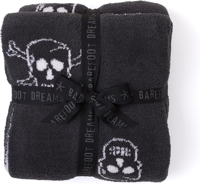 Barefoot Dreams® CozyChic® Skull Throw, Carbon-Almond, 54"x72" - skull blanket