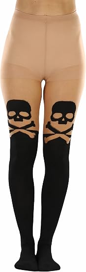 ToBeInStyle Women's Cute Thigh High Printed Character Tights - sugar skull costume