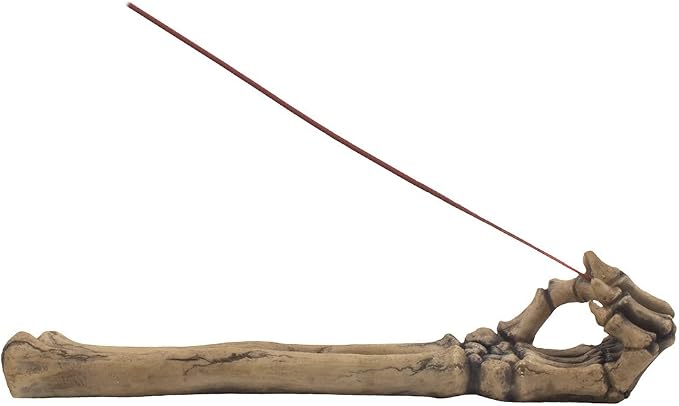 Home ‘n Gifts Spooky Skeleton Hand and Arm Incense Stick Holder Display Stand Figurine for Scary Halloween Decorations or Gothic Art & Decorative Home Decor Aromatherapy Incense Burners, Multicolor