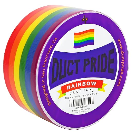 Duct Pride - Rainbow Tape | 1.88 in x 10 yds a Roll | Vibrant Bright Colors | Easy to Tear by Hand | Arts & Crafts | DIY Projects | Gay Progress Stripe Flag LGBTQ+ Parade Gift Decorations - skull sticker