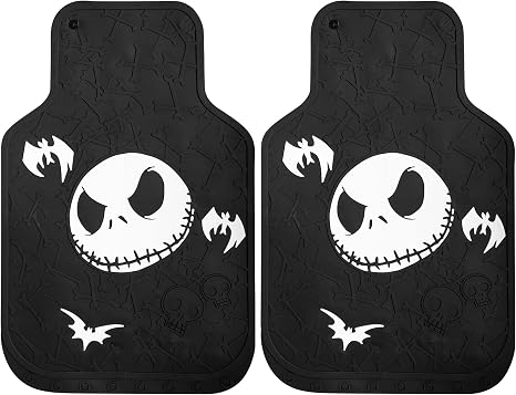 Plasticolor 001520R01 Disney Nightmare Before Christmas Bones Design with White Bats Front Floor Mat for Car Truck SUV - skull floor mat