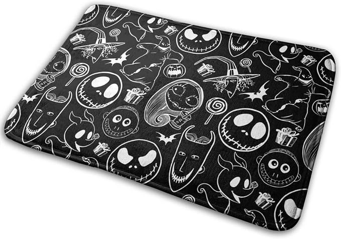 Scary Christmas Bath Mats Carpet Black 15.7" X 23.5 Inch Bathroom Rugs for Bathtub Funny Bathroom Decor Cute Plush Cozy Velvet Bathtub Mat Water Absorbent Non Slip Bath Mat - skull toilet mat