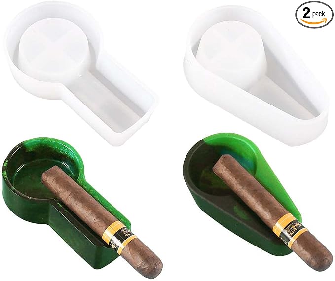 2Pcs Cigar Ashtray Molds for Resin Casting Travel Outdoor Ash Tray Jewelry Making Tool Silicone Mold Cigar Holder Ashtrays for Cigarettes Handmade DIY Ashtrays Resin Art Home Decoration - skull ashtray
