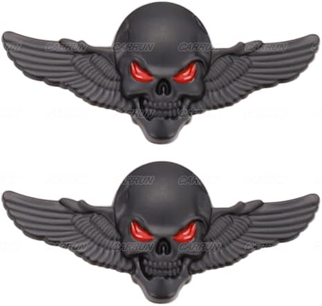 3D Skeleton Skull Emblem Car Badge Sticker Car Side Rear Front Hood Trunk Door Fender Bumper Metal Badge 3D Decal Sticker (Black) (CR-WINDSKULL) - skull sticker