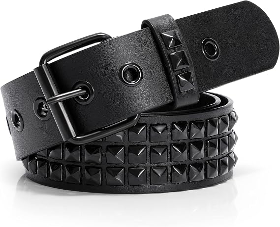 XZQTIVE Studded Belt Metal Punk Rock Rivet Belts for Women/Men Punk Leather Belt Gothic Belt Accessories for Jeans Pants - skull wallet