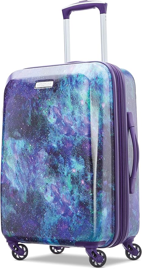 American Tourister Moonlight Hardside Expandable Luggage with Spinner Wheels, Cosmos, Carry-On 21-Inch - skull suitcase