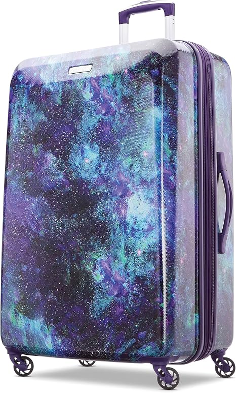 American Tourister Moonlight Hardside Expandable Luggage with Spinner Wheels, Cosmos, Checked-Large 28-Inch - skull suitcase