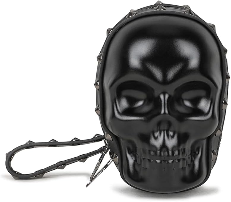 3D Skull Purse Wristlet Bag Waist Pack for Women Rivet Punk Gothic Clutch Wallet Handbag Belt Bags-Black - sugar skull handbags for sale