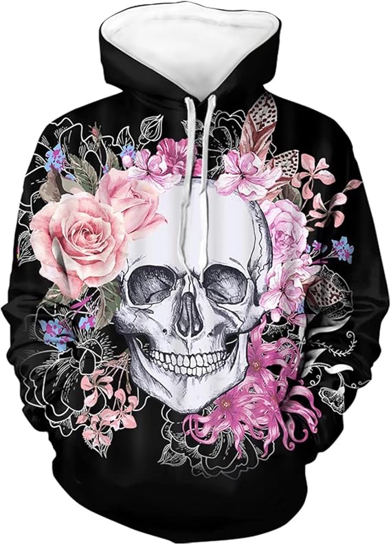 doginthehole Flower Print Hoodies for Women Pullover Long Sleeve Hooded Sweatshirts Fall Winter Hoodie Sports Fashion
