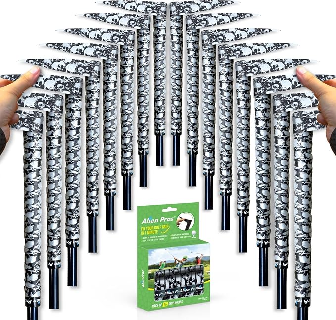 Alien Pros Golf Grip Wrapping Tapes - Innovative Golf Club Grip Solution - Enjoy a Fresh New Grip Feel in Less Than 1 Minute - skull sticker