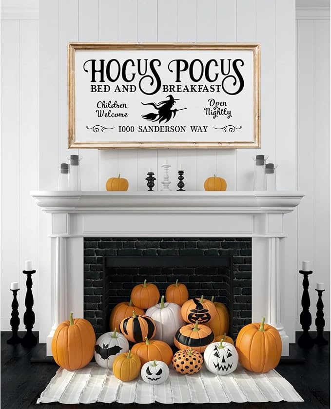Pennclys Halloween Wall Art Prints Hocus Pocus Art Poster Halloween Canvas Pictures Wall Decor Vintage Farmhouse Artwork Painting for Bathroom Room Decoration 16×32 Inch (No Frame)