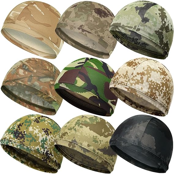 9 Pcs Cooling Skull Cap Liner Sweat Wicking Cycling Cap for Men - skull hat