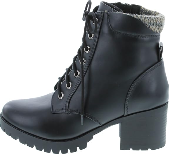 Soda Single Lug Sole Chunky Heel Combat Ankle Boot Lace up w/Side Zipper - sugar skull costume
