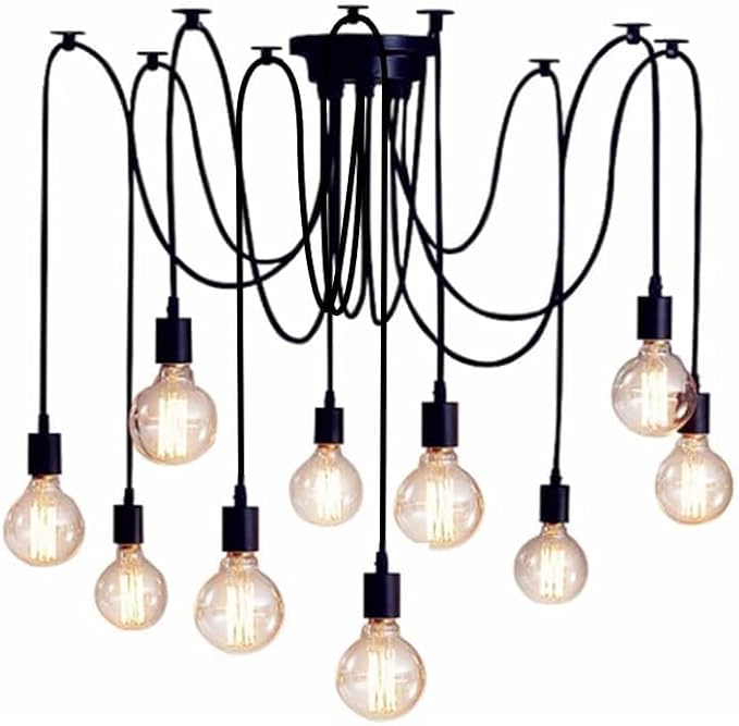 10-Arm Spider Light Fixture Industrial DIY Chandelier Pendant Lamp