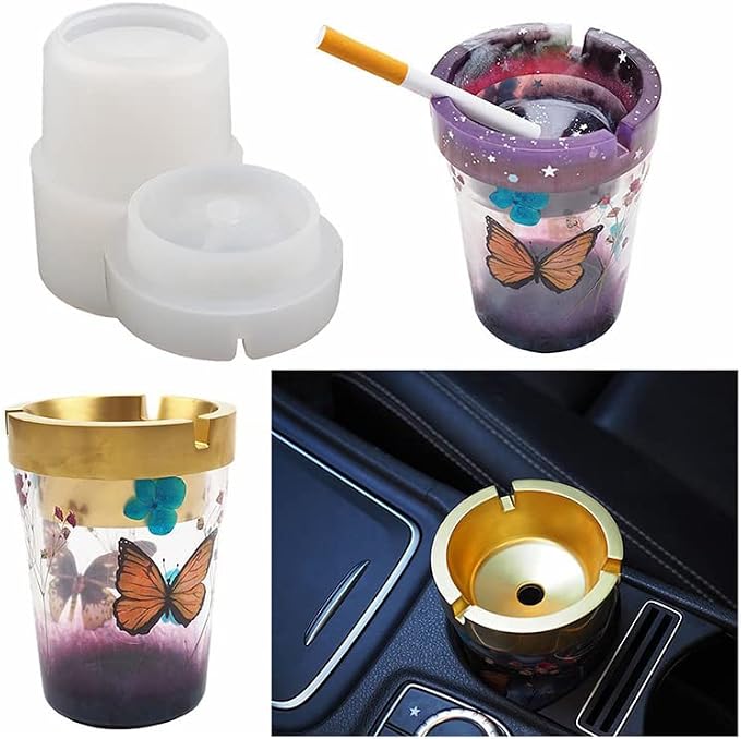 Car Ashtray Molds - Double Layer, DIY Resin Ashtray Gifts - skull ashtray