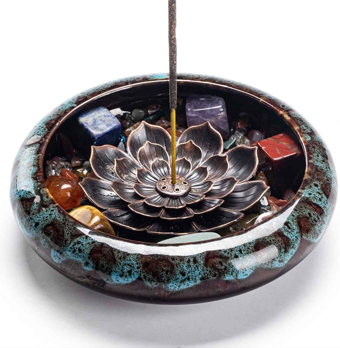 Incense Stick Holder-Crystal Lotus Incense Holder,Ceramic Incense Burner - skull incense burner