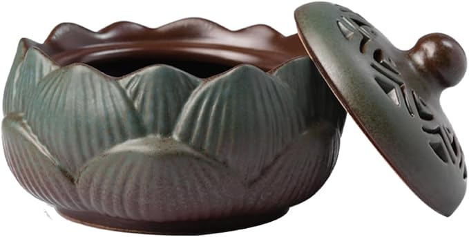 Incense Burner or Incense Cone Holder,Lotus Cone Incense Burner,Incense Cone Holder for Incense Cone and Coil Incense, Coil Incense Burner Set for Office Yoga and Home,Green - skull incense burner