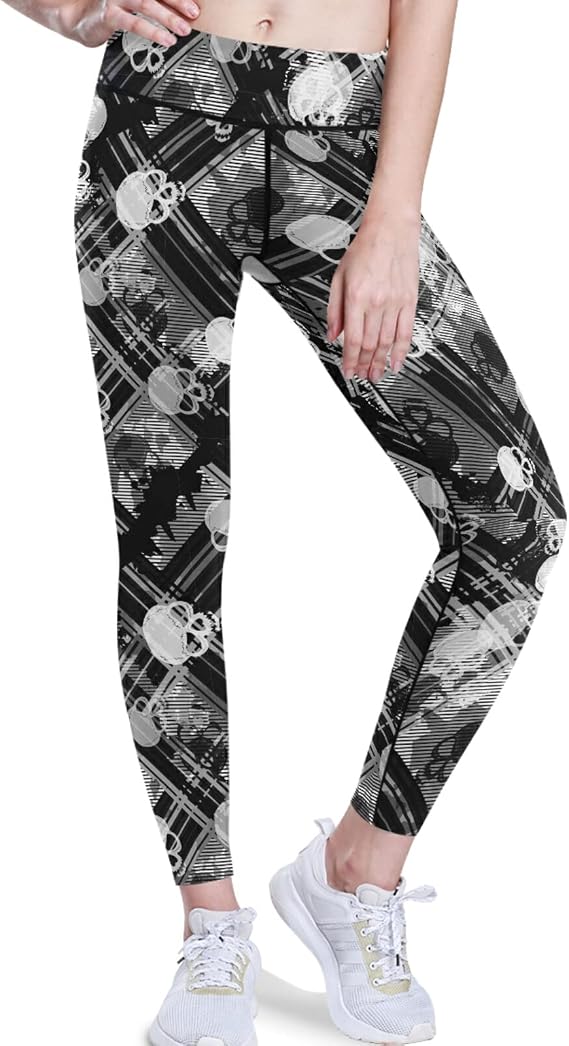 visesunny Women's Yoga Pants High Waisted Tummy Control Non See-Through Running Workout Leggings with Pockets Athletic Pant - skull leggings
