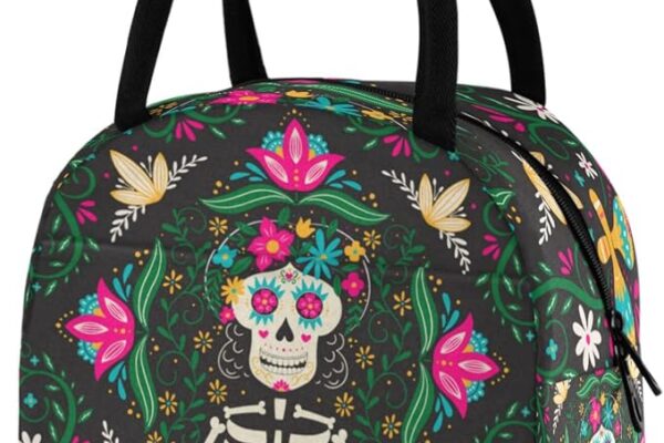 Day Of The Dead Mexico Sugar Skull Maracas Insulated Cooler Lunch Tote Bag