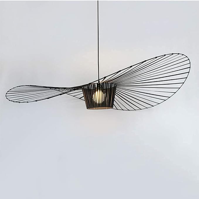 Vertigo Pendant Light Vintage Chandelier，Glass Fiber + Polyurethane Fiber Cloth Shadow Hat Lamp（High Adjustable），for Living Room Bedroom Dining Hall Corridor Bar，E27，max 40W (Black, 100cm)