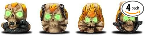 Skull Glow in The Dark Cigarette Snuffers Instant Cigarette Extinguishers for Ashtrays and Pre roll Cones - Pack of 4 - skull ashtray