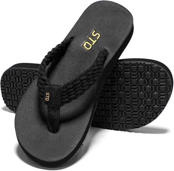 STQ Women Quick Dry Flip Flops with Yoga Mat Sole Arch Support Thong Sandal - sugar skull costume