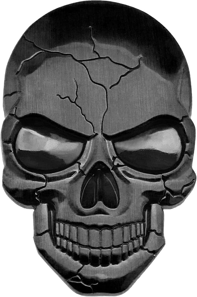 3D Metal Decal Skull Punisher Vehicle Sticker Waterproof Decoration Logo Cranium Emblem Badge Decal for Car Truck Motorcycle Refrigerator Computer Door Titanium Black - skull sticker