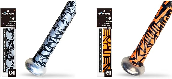 ALIEN PROS 2 Pack Skull & Egyptian Bat Grip Tape for Baseball 0.5MM - Wrap Your Bat for an Epic Home Run - skull sticker