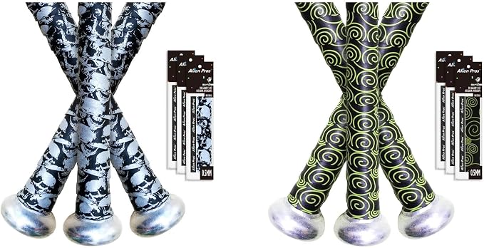 ALIEN PROS 6 Pack Skull & Black Clouds Bat Grip Tape for Baseball 0.5MM - Wrap Your Bat for an Epic Home Run - skull sticker