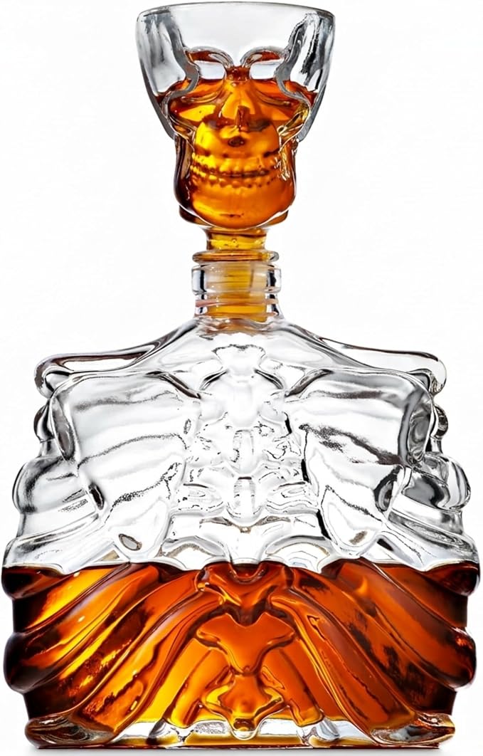 Godinger Skull Whiskey Decanter Set with Shot Glass, Gothic Home Bar, 32oz - skull ashtray