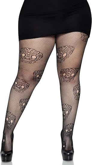 Leg Avenue Patterned Fishnet Tights With Designs - sugar skull dress