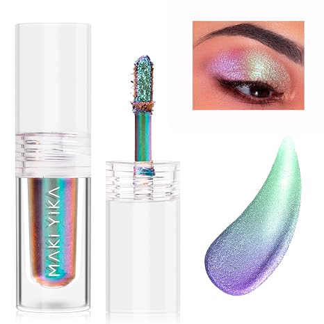 MAKI YIKA Glitter Liquid Eyeshadow Green Purple Color Shifting Eyeshadows - sugar skull makeup