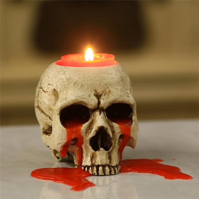 Comeon Skull Candle Holder Resin Gothic Tea Light Mini Skull Decoration - skull candle