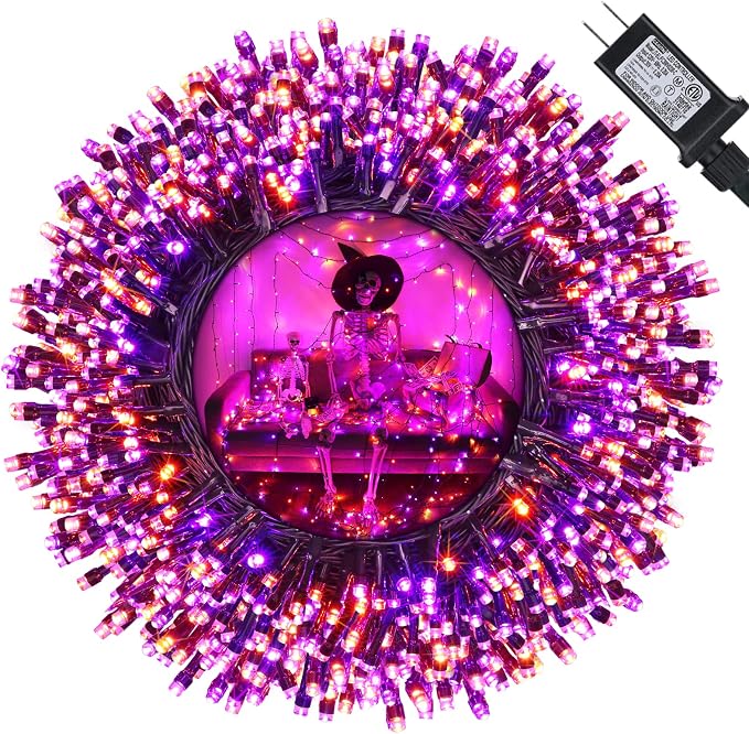 Orange and Purple Halloween Lights, 82ft 200 LED Halloween String Lights - string light